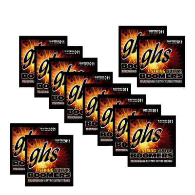 12-Pack GHS Strings GB7MH Boomers 7-String Medium Heavy Electric Guitar Strings (11-64) for sale