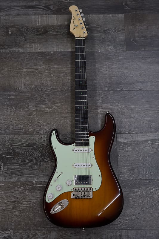 AIO S4 Left-Handed Electric Guitar - Sunburst (Mint Pickguard) w/ Gator GC-Electric-A Case image 1
