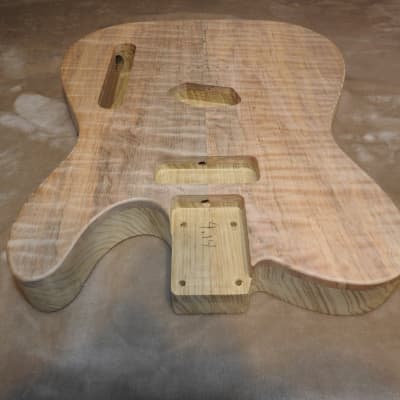 Unfinished 2 Piece Quarter Sewn Limba Telecaster Body Spalted Figured Flame Maple Top 4lbs 14oz! image 7