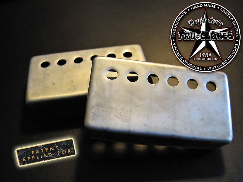 Doyle Coils Aged Nickel Silver PAF Humbucker Covers Set of 2 ~  Vintage Relic'd REAL Nickel Silver image 1