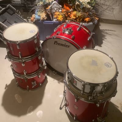Premier 6500 This vintage drum set is like brand new hardly ever used I bought it in 7475 and stop playing shortly afterwards and kept in cases ever since as you can see the black cases in the photo they’ve been in those cases for years Red image 2