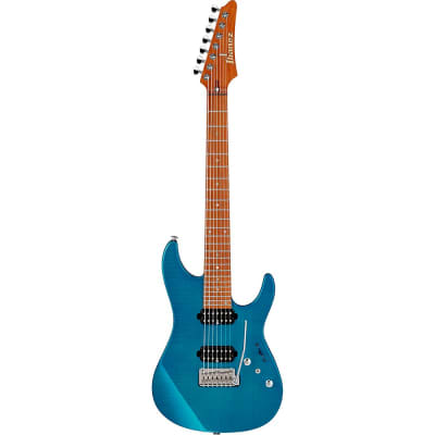 Ibanez MM7 Martin Miller Signature Electric Guitar Transparent Aqua Blue image 3