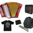 Hohner Corona II Classic Red Rojo EAD Mi Accordion +GigBag/Straps/BackPad/T-Shirt Authorized Dealer