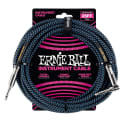 Ernie Ball 25' Straight/Angle Braided Black/Blue Cable