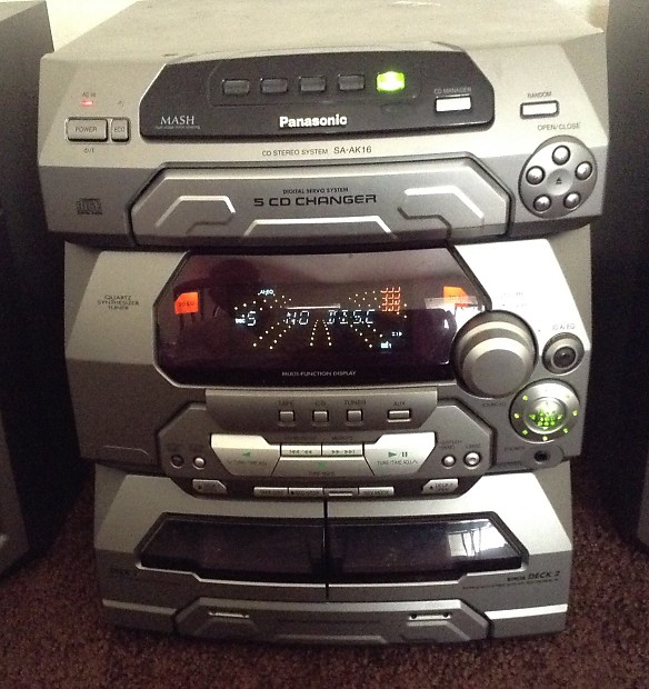 PANASONIC SA AK16 Silver Shelf System 5 Disc Changer Dual Cassette Deck Aux Input Working Please Rea