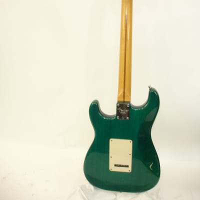 2001 Fender American Deluxe Stratocaster Electric Guitar, Maple Fingerboard, Teal Green Transparent image 14