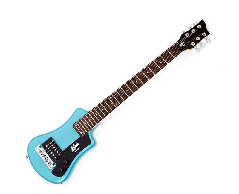 Hofner Shorty Electric Travel Guitar w/Gig Bag - Blue - Used image 1