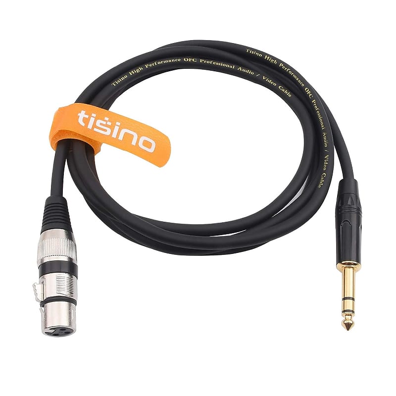 tisino Female XLR to 1/4 (6.35mm) TS Mono Jack Unbalanced Microphone Cable  Mic Cord for Dynamic Microphone - 6.6 FT/2 Meters
