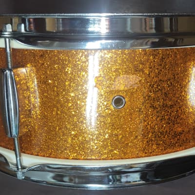Vintage 1970's Japanese Orange metal flake snare drum  6 lug 5 x 14 AS IS easy fix or parts image 7