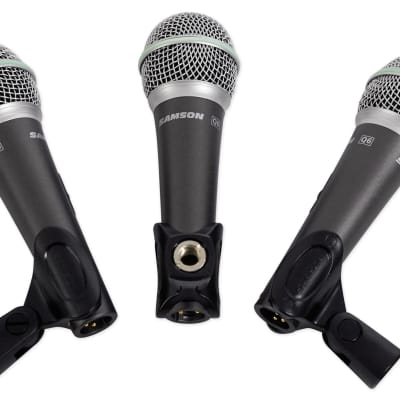 SAMSON Q6 3-Pack Dynamic Vocal Cardioid Handheld Microphones+Mic Clips+Foam Case image 4