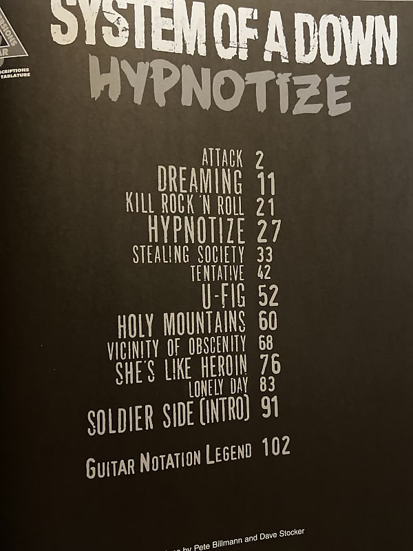 System of a down hypnotize tab