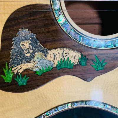 Blueberry  NEW IN STOCK Handmade Jumbo Acoustic Guitar Faith - Lion and Lamb Motif image 8