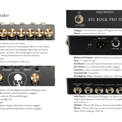 Amptweaker Big Rock Pro II Guitar Pedal Pre-Amp, EQ, Cab Simulator, D.I., More Mint w/Original Box image 5