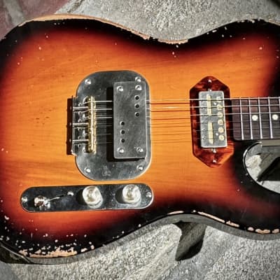 Waterslide Guitars T-Style Coodercaster, PLEK'd. Sunburst Swamp Ash w/Mojo Lap Steel+Teisco-Spec Gold Foil Pickups image 7