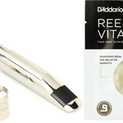 Berg Larsen Stainless Steel Baritone Saxophone Mouthpiece - 110/0  Bundle with D'Addario Woodwinds Reed Vitalizer Single Refill Pack - 72% Humidity image 1