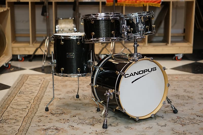 Canopus 10/12/14/18" RFM Maple Drum Set Black Sparkle Reverb