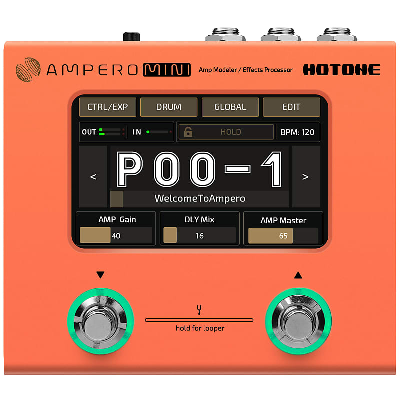 Hotone Ampero Mini Guitar Amp Modeler & Effects Processor Pedal, Orange image 1