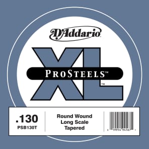 D'Addario PSB130T ProSteels Bass Guitar Single String Long Scale .130 Tapered