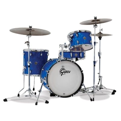 Gretsch Catalina Club 4pc Drum Set w/20"BD Blue Satin Flame image 1