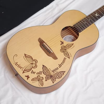 LUNA Gypsy Dream acoustic parlor GUITAR new w/ Hard CASE - Butterfly - Tuner image 4