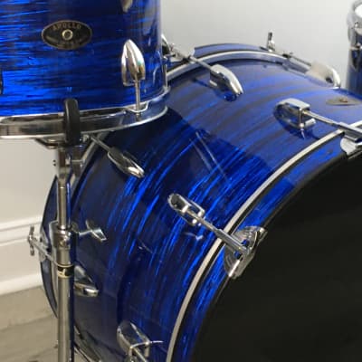 Vintage Apollo 3 Piece Drum Set 1970s Blue Oyster Pearl Completely Restored in USA Jazz Bop Kit 12/16/22 image 24