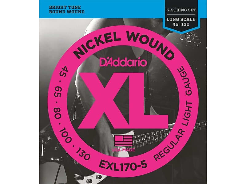 D'Addario EXL170-5 Regular Light Nickel Wound 5-string Long Scale Bass Strings - .045-.130 image 1