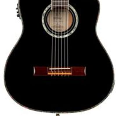 Ortega RCE145 Nylon String Acoustic Electric Guitar with Bag Black image 2