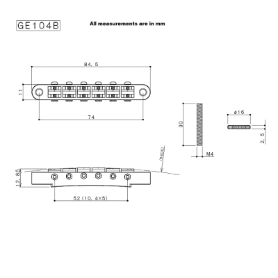 NEW Gotoh GE104B - ABR-1 - Tune-o-matic Bridge Tunematic - NICKEL image 2