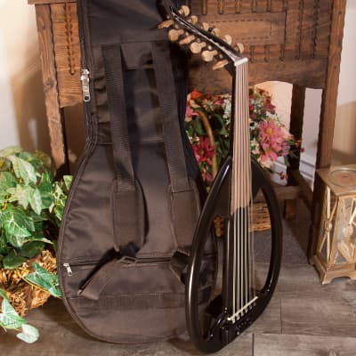 Mid-East OUDFLP-BK Arabic Electric Frame Oud w/Pegs - Lacewood, Padded Bag, Strings, Pick & Book image 4