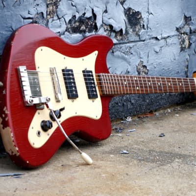 MURPH SQUIRE ii-T 1965 Aged Candy Apple Red. Offset Guitar Styled after Jaguar and Strat. ULTRA RARE image 2