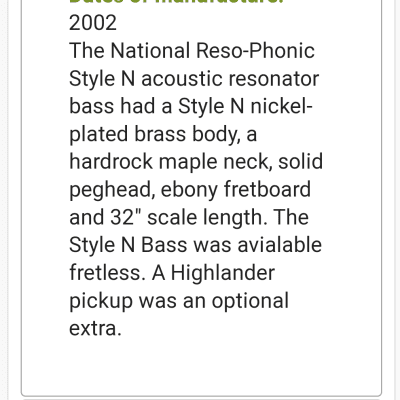 READ! National - Reso-Phonic "N"  Bass - EBONY/FRETLESS - 2002 - Nickel - W/Pickup!!! Super RARE... image 23