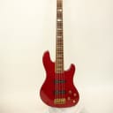 2004 Fender American Deluxe J-Bass V QMT 5-String Bass - Bing Cherry Transparent