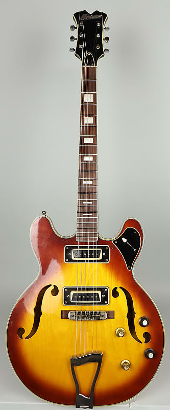 Univox 335 Sunburst Electric Semi-Hollow Body Guitar w/Gig Bag image 1