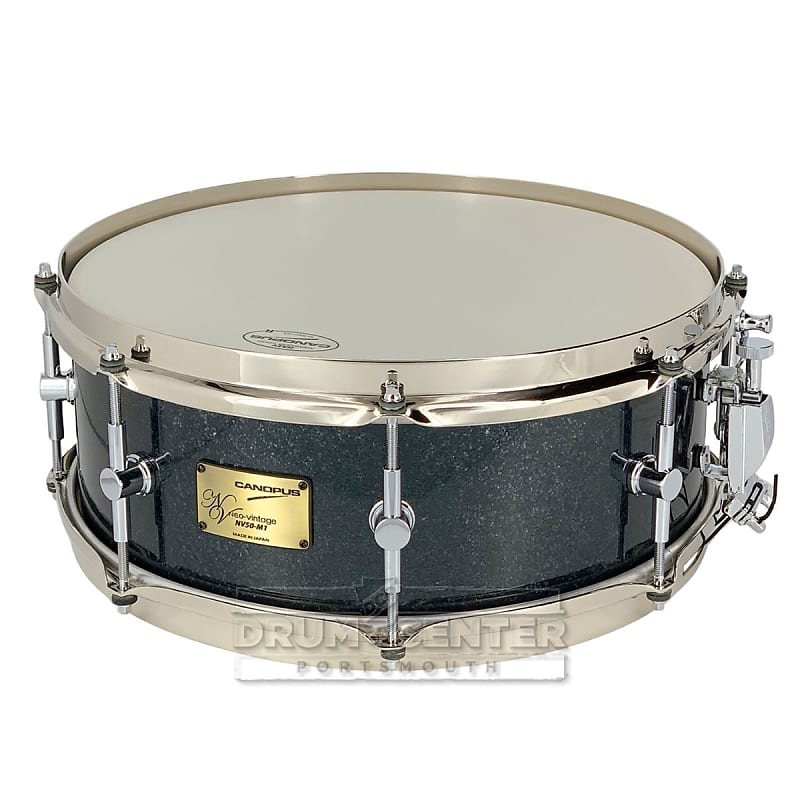 Canopus Neo Vintage 50 M1 Snare Drum 14x5.5 Black Sparkle w/Brass