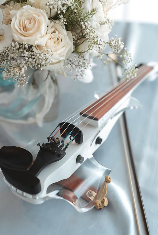 Aurora White 5 String Acrylic Electric Violin with LEDs 2019 White/Clear With Original Case image 1