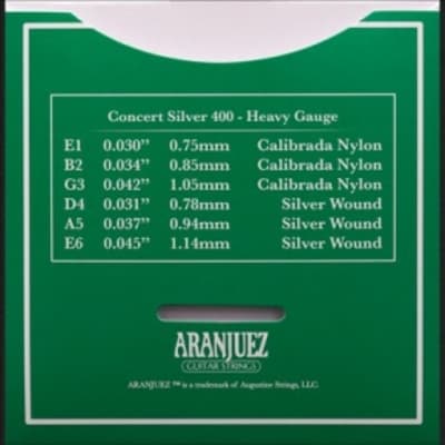 Aranjuez Classical Guitar Strings Concert Silver Set 400 Heavy Gauge image 3