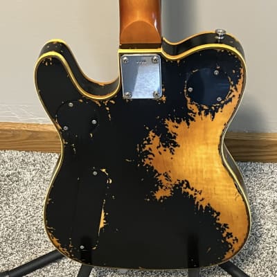 Partscaster T-Style - Relic Black Over Amber image 6