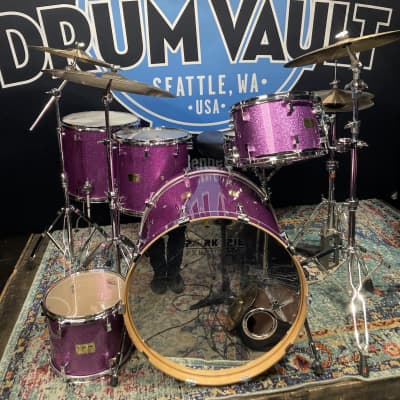 Frank Ferrer's Guns N Roses, Pork Pie, 2016 Drum Set, 24",16",14",13",12" Purple Sparkle. Signed! Authenticated! image 1