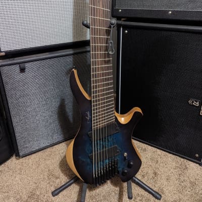 Agile Chiral Parallax 92528 EB EMG SS 9-String Headless Guitar - 2022 - Satin Blue / Purple - with Hard Case image 1