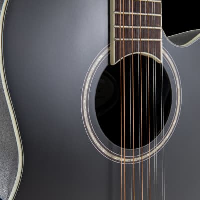 Ovation Applause AB2412-5S E-Acoustic Guitar AB2412II Mid Cutaway 12-string Black Satin image 8
