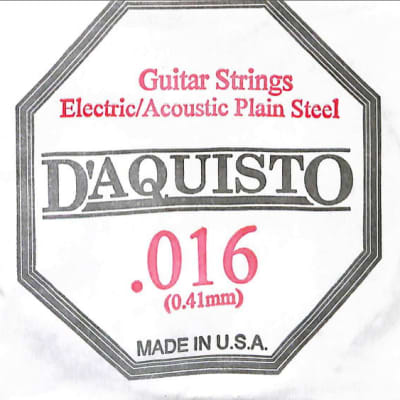 Six (6) - .016 Plain Nickel Silver - D'Aquisto - Electric / Acoustic Guitar Strings image 1