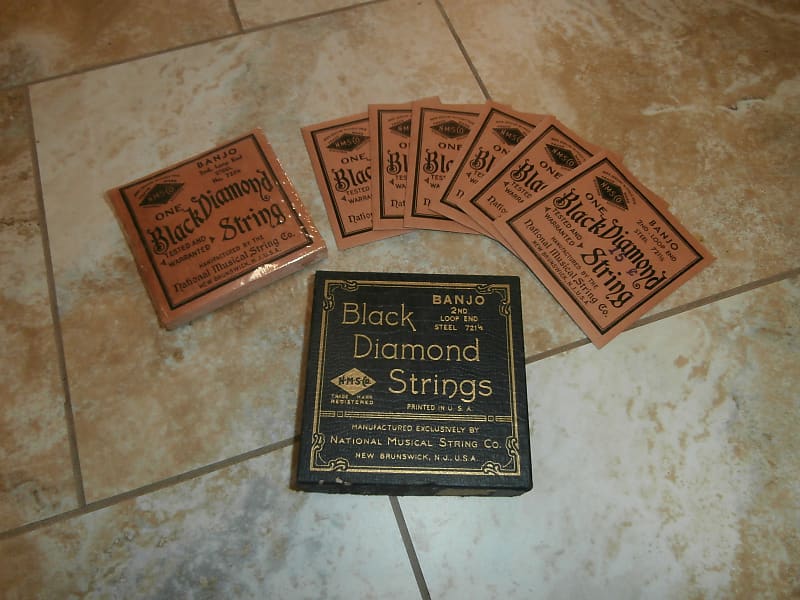 Vintage 1940's/1950's Black Diamond Banjo 2nd String Box w/ Strings, Packets! image 1