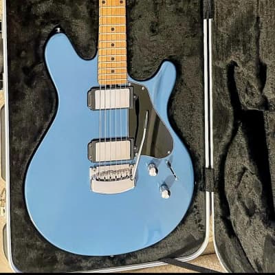 Ernie Ball Music Man Valentine Blue with Lollar The Bird Pickups and stock preamp for sale