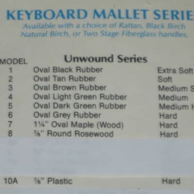 one pair new old stock A+ Mike Balter MB10AB (10AB) Hard Keyboard Mallets, 7/8" phenolic (plastic) round HEADS and natural birch HANDLES - mid to late 1990s (+ packaging) Unwound Series image 4