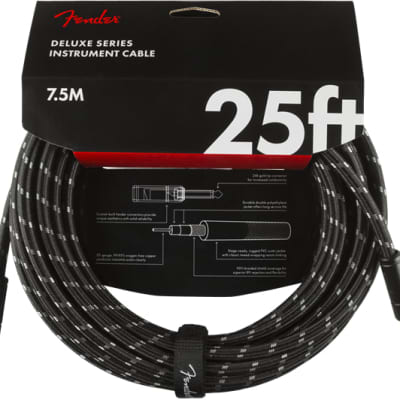 Fender Deluxe BLACK TWEED Electric Guitar/Instrument Cable, Straight Ends, 25'ft image 4