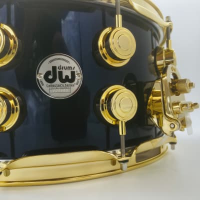 DW Collector's Series 7x14" Maple-Mahogany Snare Drum (Solid Black with Purple Pearl Sparkle Lacquer) with Gold Hardware image 4