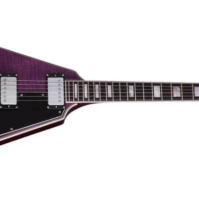 Schecter V-1 Custom Trans Purple Electric Guitar + Hard Case V1 image 2