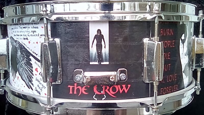 Assaulted Battery MURDER OF CROW 14" snare w/The Crow themed custom graphix image 1