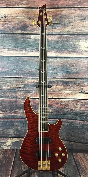 Schecter C-5 Diamond series 5 string bass with hard shell