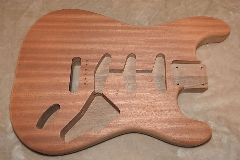 Unfinished Strat 2 Piece Walnut With a 1 Piece Ribbon Sapele/Mahogany Top 5lbs 10.5oz! image 1